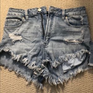 High waisted jean shorts